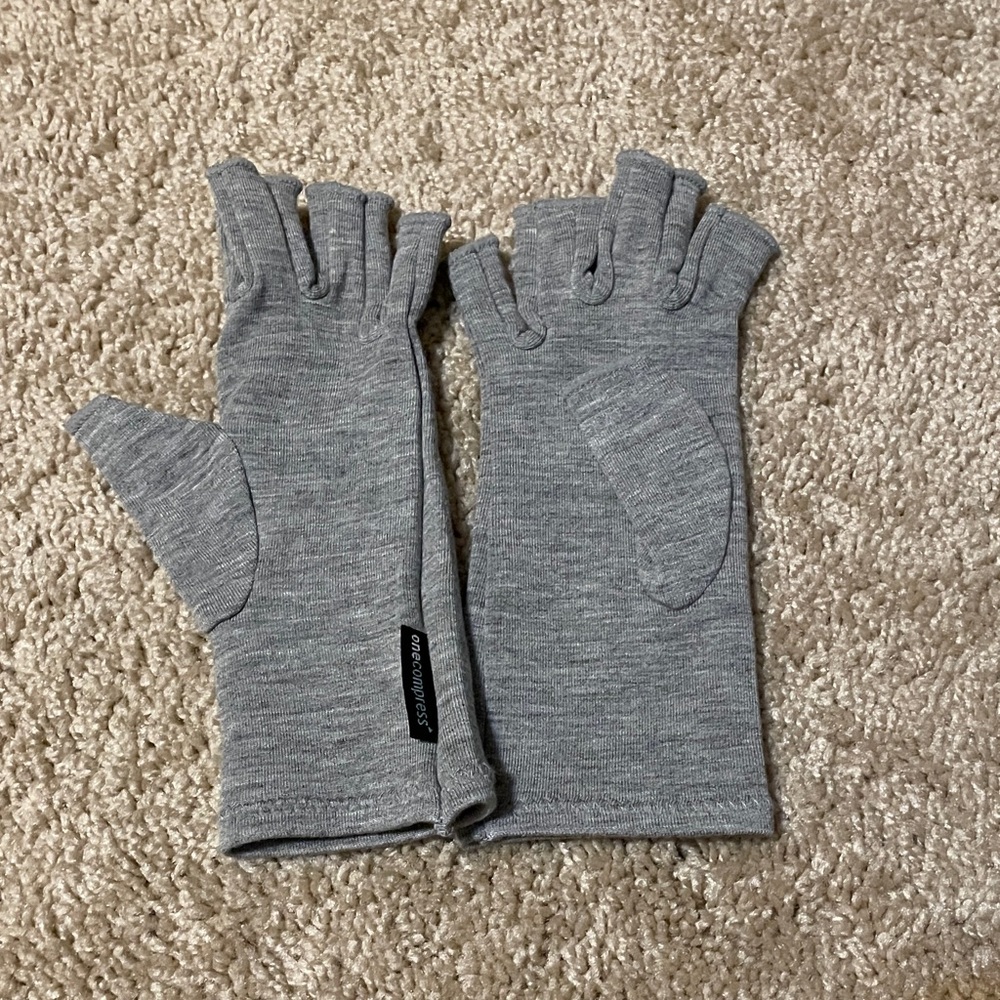 Gray Fingerless Merino Wool Gloves